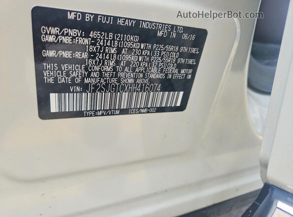 JF2SJGTCXHH416074 2017 SUBARU FORESTER White Vista del compartimento del motor