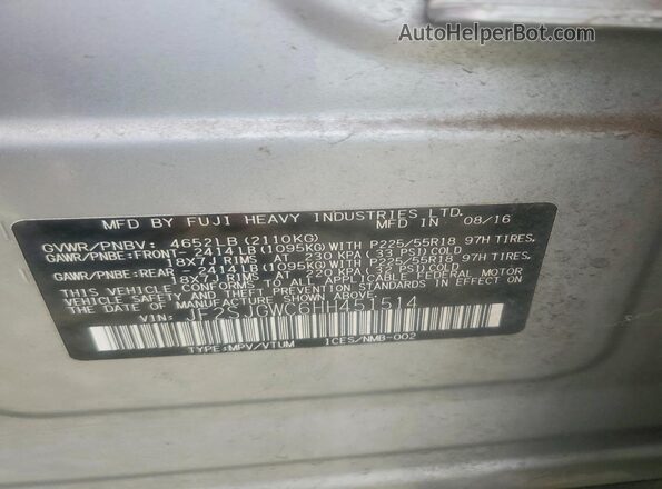 JF2SJGWC6HH451514 2017 SUBARU FORESTER Silver Engine compartment view