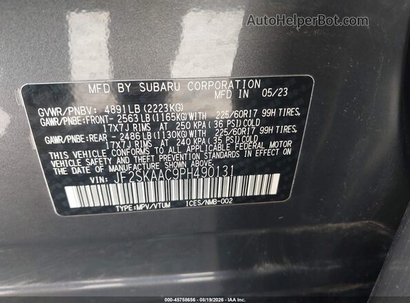 JF2SKAAC9PH490131 2023 SUBARU FORESTER Gray Vista del compartimento del motor