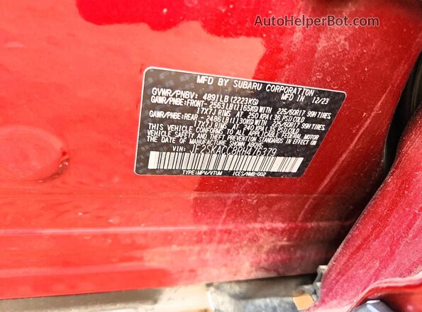 JF2SKACC8RH476379 2024 SUBARU FORESTER Red ძრავის განყოფილების ხედი