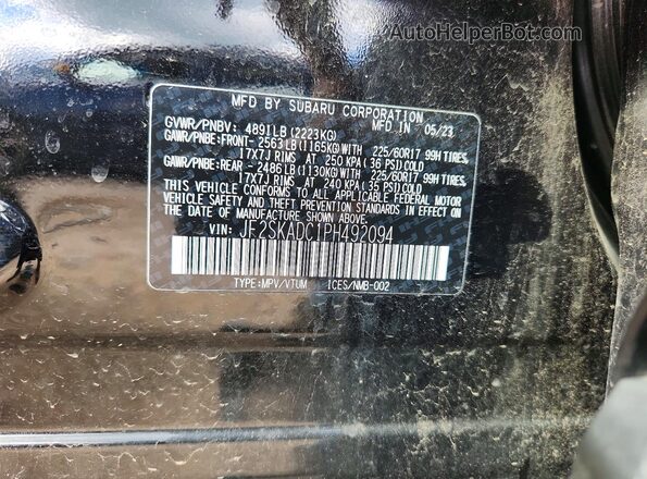 JF2SKADC1PH492094 2023 SUBARU FORESTER Black ძრავის განყოფილების ხედი