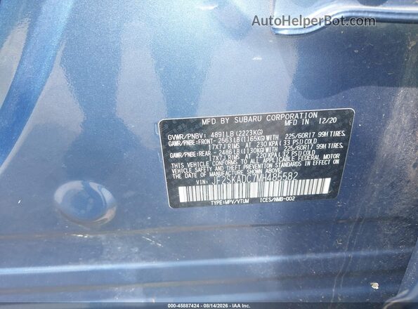 JF2SKADC7MH485582 2021 SUBARU FORESTER Blue Widok komory silnika