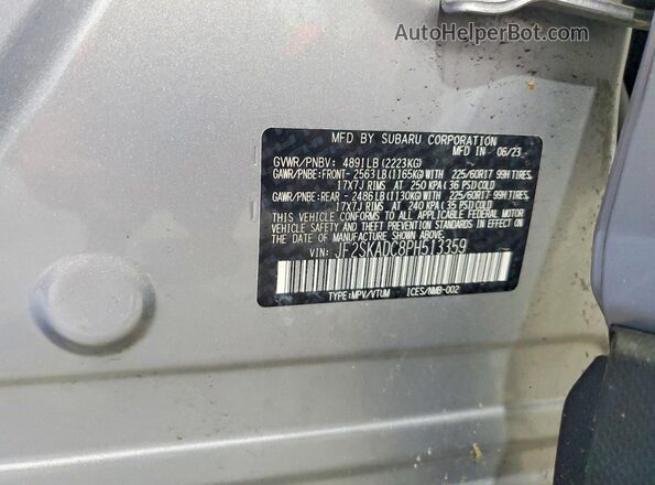 JF2SKADC8PH513359 2023 SUBARU FORESTER Серебряный Вид наклейки с VIN-кодом
