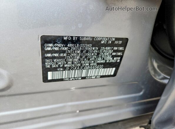 JF2SKAJC4MH448400 2021 SUBARU FORESTER Silver Vista del compartimento del motor