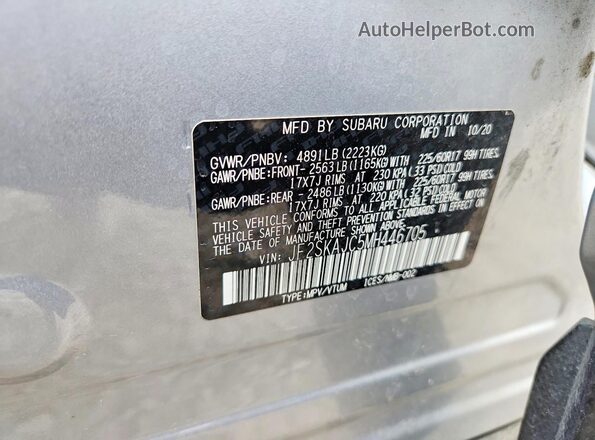 JF2SKAJC5MH446705 2021 SUBARU FORESTER Silver Widok komory silnika