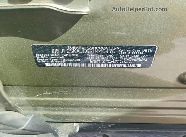 JF2SKAJC6RH446476 2024 SUBARU FORESTER Green VIN կոդի պիտակի տեսք