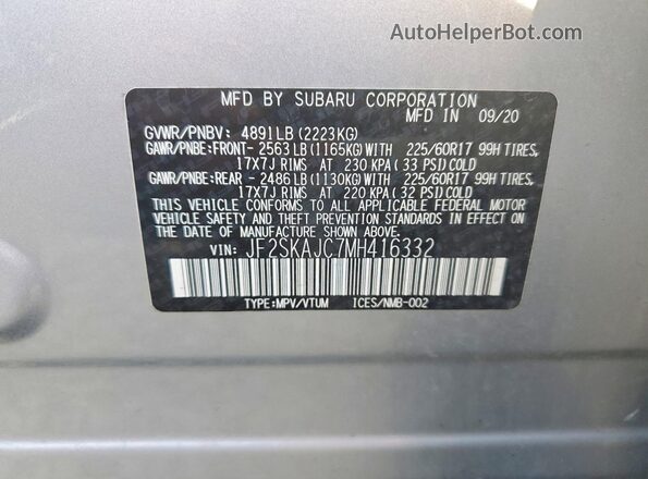 JF2SKAJC7MH416332 2021 SUBARU FORESTER Silver Engine compartment view