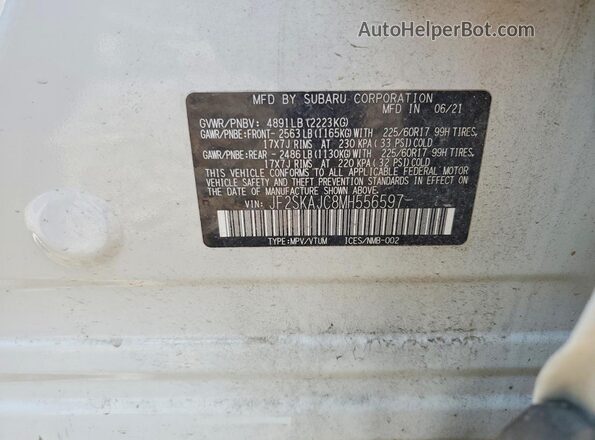JF2SKAJC8MH556597 2021 SUBARU FORESTER White Սալոնի 360 աստիճան տեսք