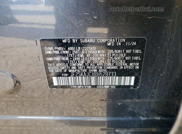 JF2SKAJCXRH529733 2024 SUBARU FORESTER Gray Vista del compartimento del motor