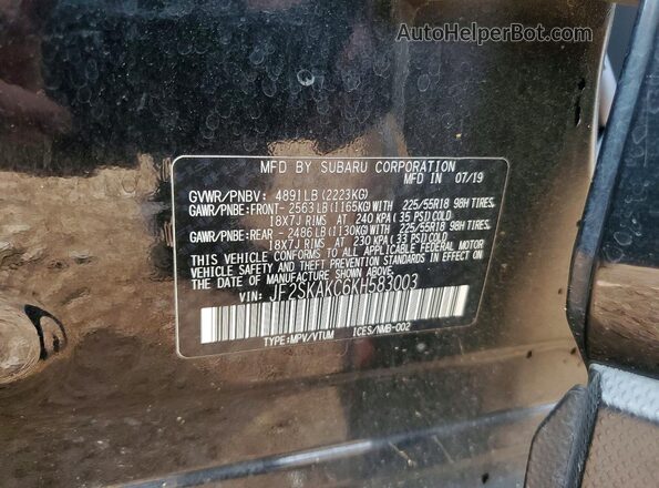 JF2SKAKC6KH583003 2019 SUBARU FORESTER Black Widok komory silnika