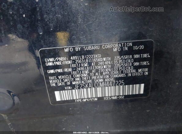 JF2SKALC0MH447225 2021 SUBARU FORESTER Navy Widok komory silnika