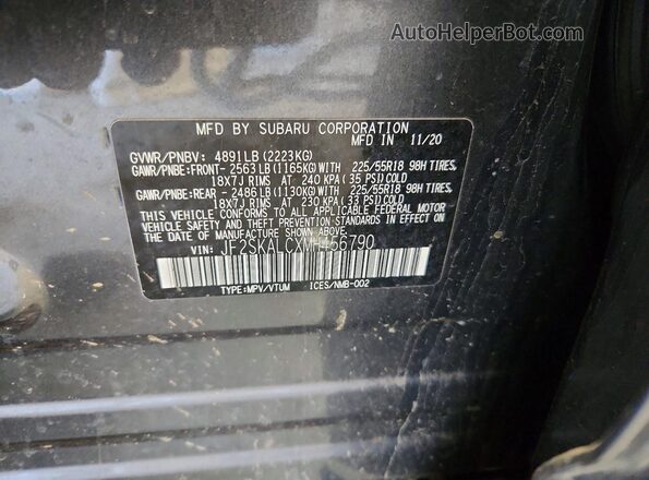 JF2SKALCXMH456790 2021 SUBARU FORESTER Charcoal ძრავის განყოფილების ხედი