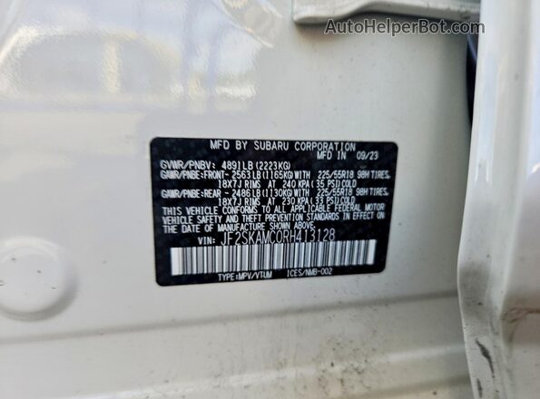 JF2SKAMC0RH413128 2024 SUBARU FORESTER White 360 interior view