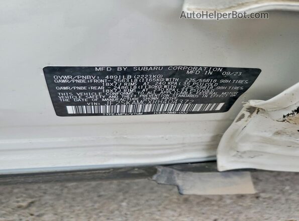 JF2SKAMCXRH404372 2024 SUBARU FORESTER White Widok naklejki z numerem VIN
