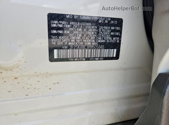 JF2SKANC3PH505846 2023 SUBARU FORESTER White VIN sticker view