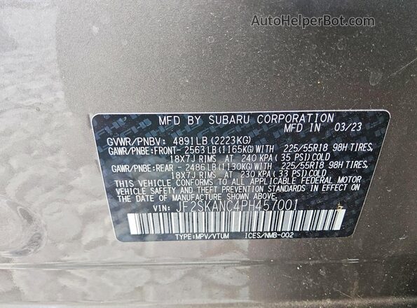 JF2SKANC4PH457001 2023 SUBARU FORESTER Tan Widok naklejki z numerem VIN