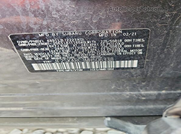 JF2SKARC3MH506338 2021 SUBARU FORESTER Gray Widok komory silnika