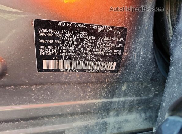 JF2SKARC4PH429158 2023 SUBARU FORESTER Серый Вид подкапотного пространства