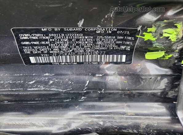 JF2SKARC8PH518277 2023 SUBARU FORESTER Gray Vista del compartimento del motor