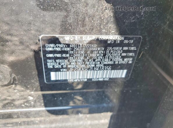 JF2SKASC2LH418356 2020 SUBARU FORESTER Black Vista de la etiqueta del VIN