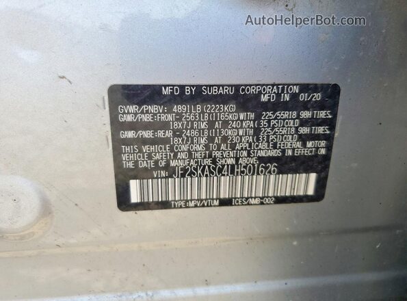 JF2SKASC4LH501626 2020 SUBARU FORESTER Silver Engine compartment view