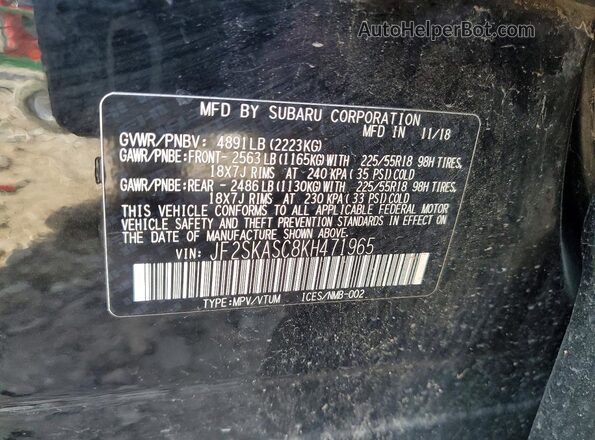 JF2SKASC8KH471965 2019 SUBARU FORESTER Черный Вид подкапотного пространства