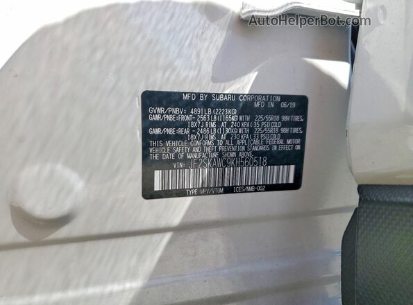 JF2SKAWC9KH560518 2019 SUBARU FORESTER White Widok komory silnika