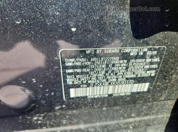 JF2SKAWCXKH590370 2019 SUBARU FORESTER Charcoal Vista de la etiqueta del VIN