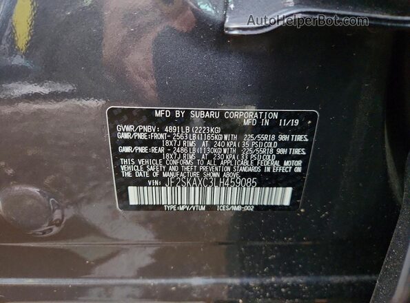 JF2SKAXC3LH459085 2020 SUBARU FORESTER Gray Vista del compartimento del motor