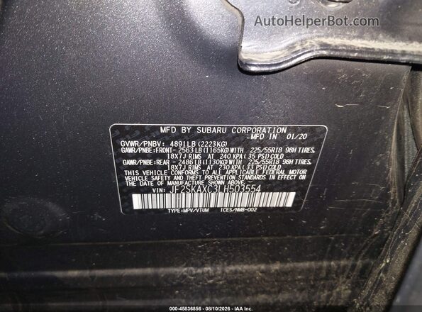 JF2SKAXC3LH503554 2020 SUBARU FORESTER Gray Շարժիչի բաժամունքի տեսք