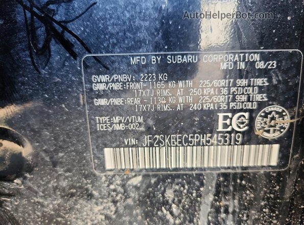 JF2SKEEC5PH545319 2023 SUBARU FORESTER Black Vista del compartimento del motor