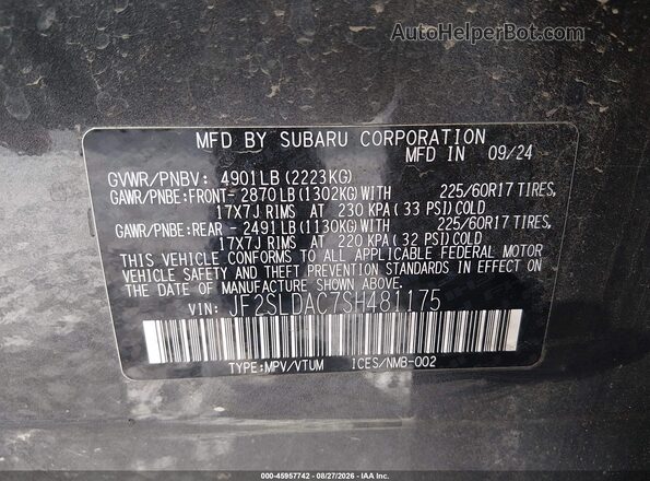 JF2SLDAC7SH481175 2025 SUBARU FORESTER Gray Շարժիչի բաժամունքի տեսք