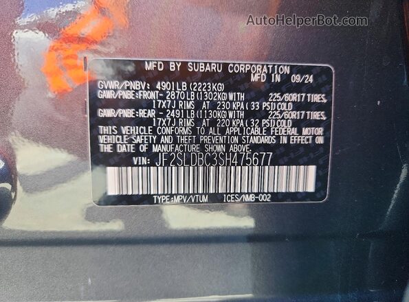 JF2SLDBC3SH475677 2025 SUBARU FORESTER Charcoal Engine compartment view