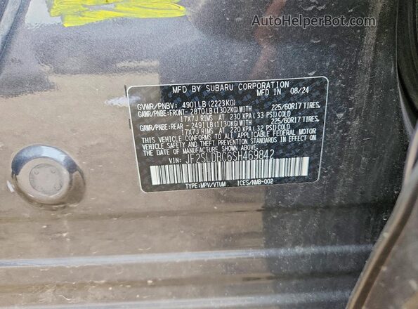 JF2SLDBC6SH469842 2025 SUBARU FORESTER Серый Панорамный вид салона 360°