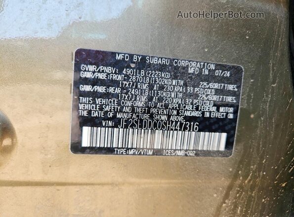 JF2SLDDC0SH447316 2025 SUBARU FORESTER Green Widok komory silnika