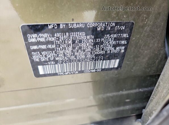 JF2SLDDC3SH452123 2025 SUBARU FORESTER Green Engine compartment view