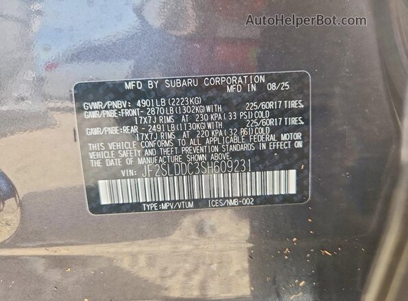 JF2SLDDC3SH609231 2025 SUBARU FORESTER Gray Vista del compartimento del motor