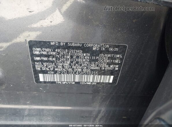 JF2SLDDC4SH578216 2025 SUBARU FORESTER Gray Engine compartment view