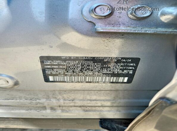 JF2SLDDC5SH404803 2025 SUBARU FORESTER Silver VIN կոդի պիտակի տեսք
