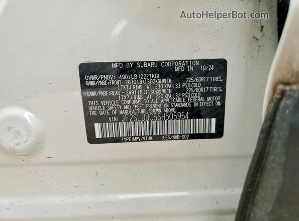 JF2SLDDC5SH505954 2025 SUBARU FORESTER White Vista de la etiqueta del VIN