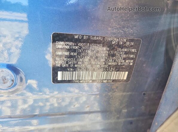 JF2SLDDCXSH463149 2025 SUBARU FORESTER Blue Vista de la etiqueta del VIN
