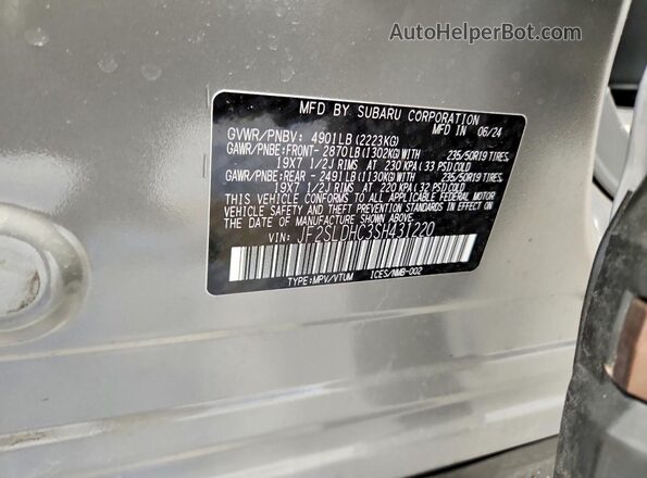 JF2SLDHC3SH431220 2025 SUBARU FORESTER Gray VIN կոդի պիտակի տեսք