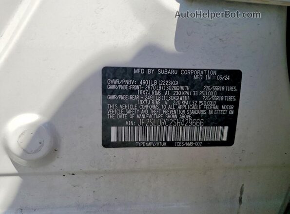 JF2SLDRC2SH429666 2025 SUBARU FORESTER White ძრავის განყოფილების ხედი