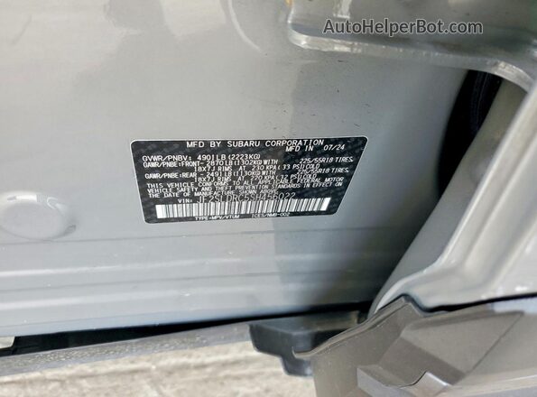 JF2SLDRC5SH456022 2025 SUBARU FORESTER Silver VIN կոդի պիտակի տեսք