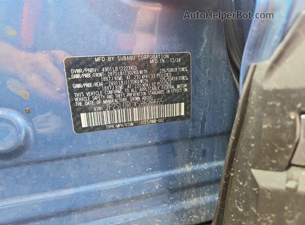 JF2SLDRCXSH526565 2025 SUBARU FORESTER Blue Widok naklejki z numerem VIN