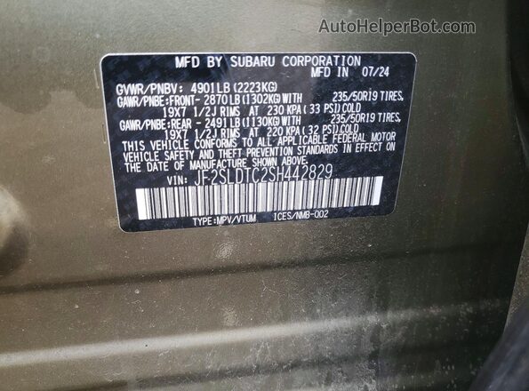 JF2SLDTC2SH442829 2025 SUBARU FORESTER Зеленый Вид наклейки с VIN-кодом