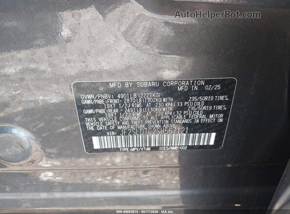 JF2SLDTC2SH567121 2025 SUBARU FORESTER Gray Engine compartment view