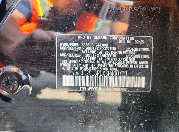 JF2SLSRDXSH400719 2025 SUBARU FORESTER Черный Вид наклейки с VIN-кодом
