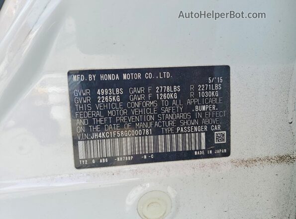 JH4KC1F58GC000781 2016 ACURA RLX White Engine compartment view