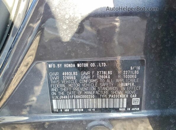 JH4KC1F58HC000250 2017 ACURA RLX Gray VIN sticker view